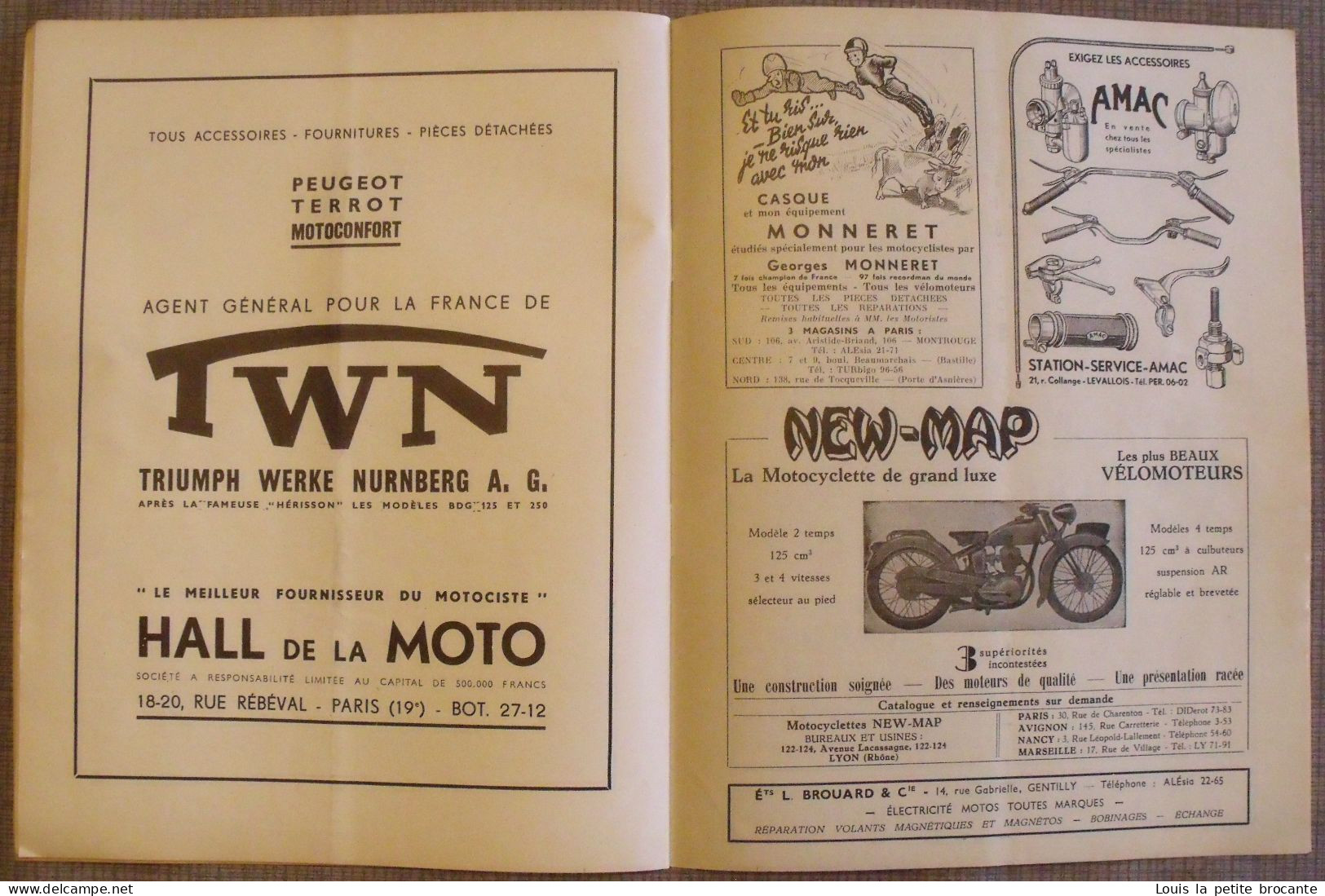 1 LIVRET "Revue technique MOTOCYCLISTE" . Sommaire :  Salon de Genève, les nouvelles BMW R24 ET R51/2, TRIUMPH T.W.N 250