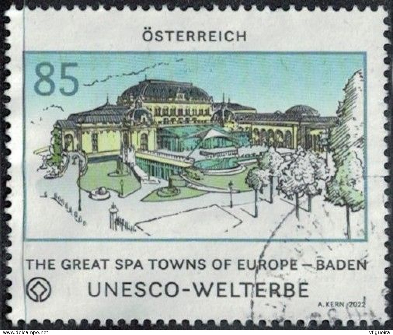Autriche 2022 Oblitéré Used UNESCO Les Grandes Villes Thermales D'Europe Baden Y&T AT 3514 SU - Gebraucht