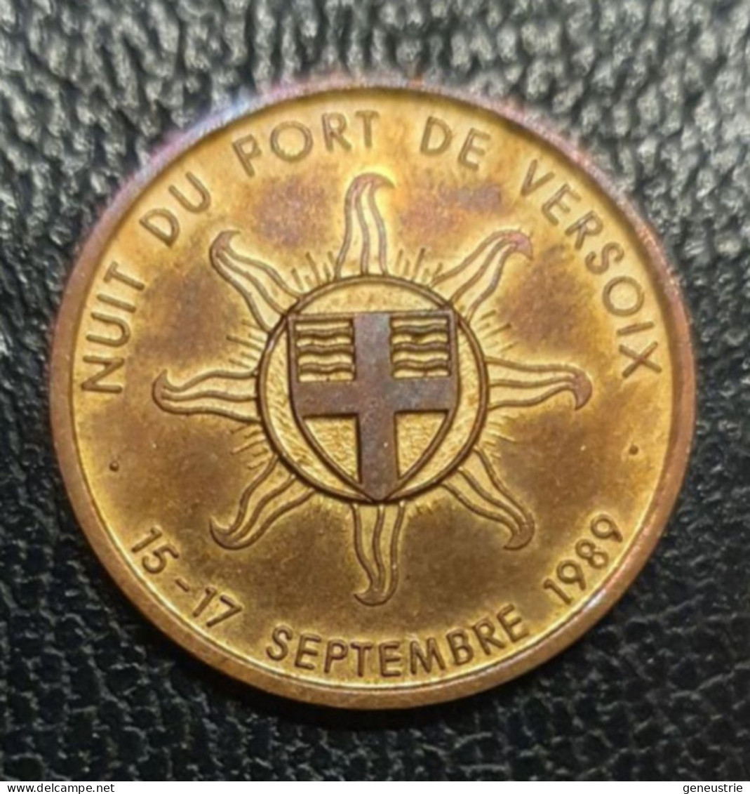 Jeton De Nécessité Suisse "1 Denier / 1589-1989 / Nuit Du Port De Versoix / 15-17 Septembre 1989" - Monetary /of Necessity