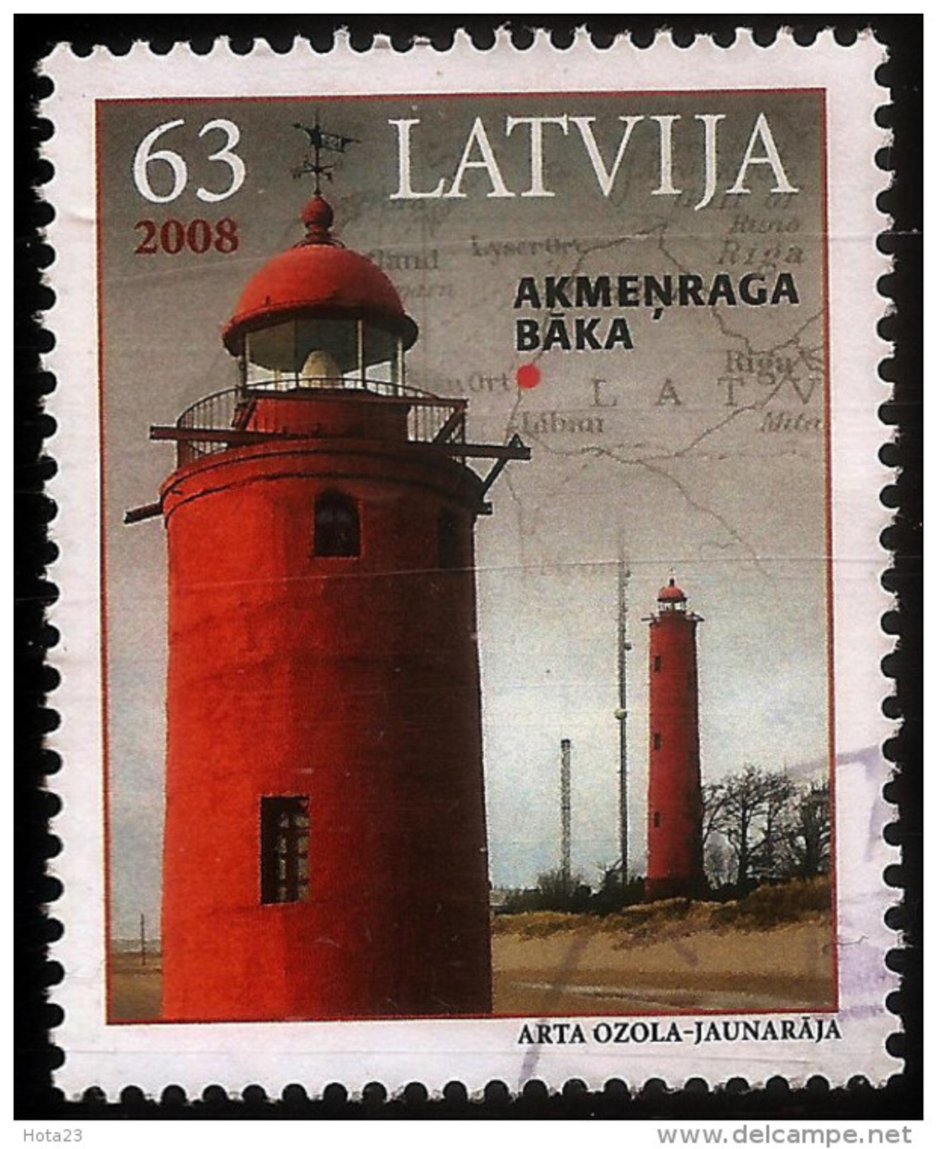 Latvia , Lettland , Lettonia - 2008 Sea Lighthouse  Beacon, Pharos, Seamark "AKMENRAGA " KURLAND Used (0) - Lettonie