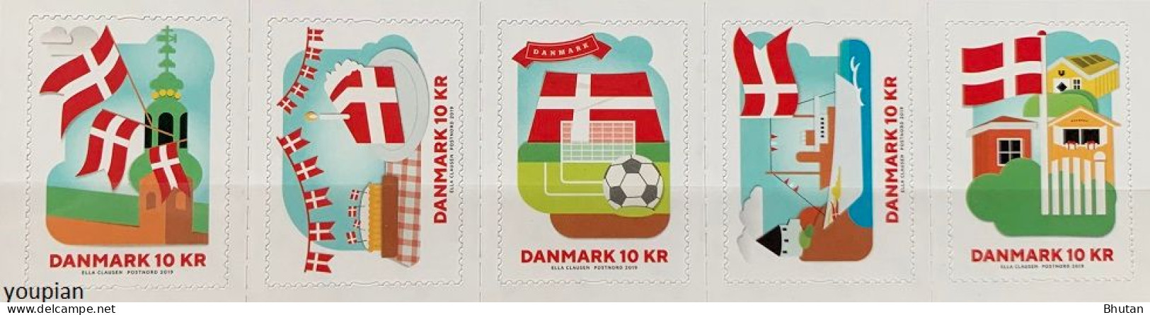 Denmark 2019, Danish Flag, MNH Stamps Set - Unused Stamps