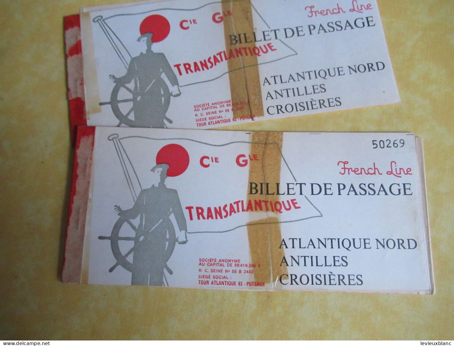 2 Liasses De Billet De Passage (déchirées) Sans Billets/  Paquebot "FRANCE"/ Cie Gle Transatlantique//1972        MAR121 - Bateaux