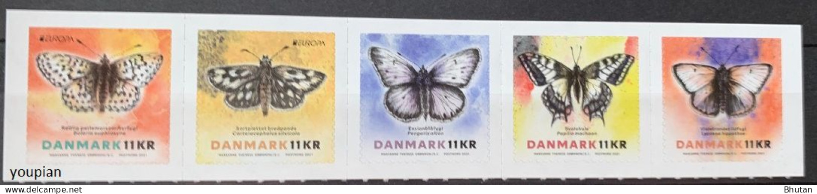 Denmark 2021, Europa - Endangered National Wildlife - Butterflies, MNH Stamps Set - Ungebraucht