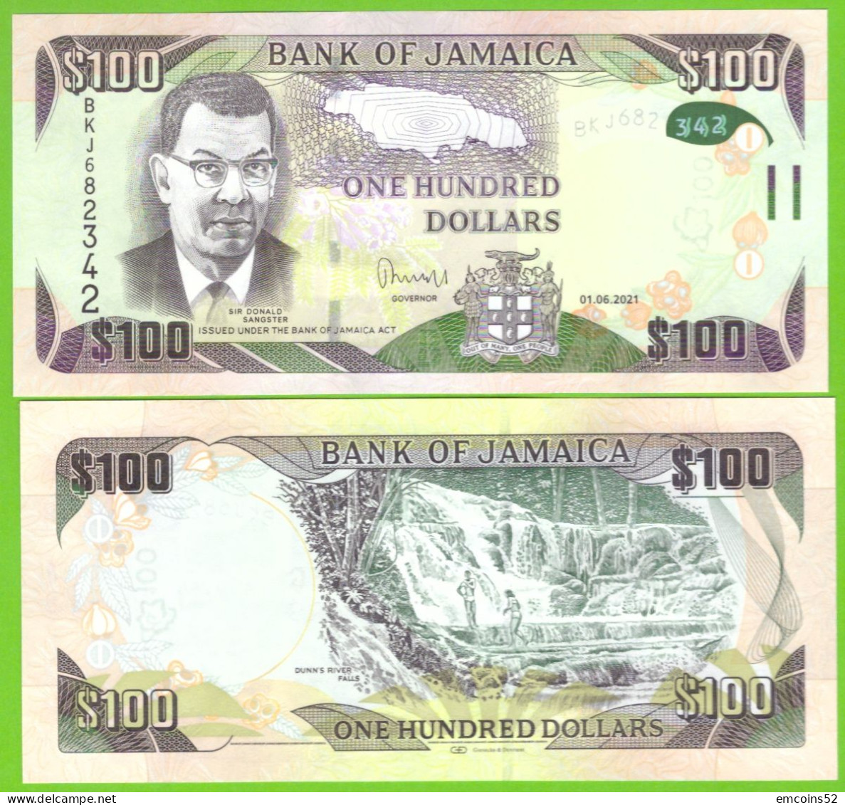 JAMAICA 100 DOLLARS 2021 P-95h  UNC - Jamaica