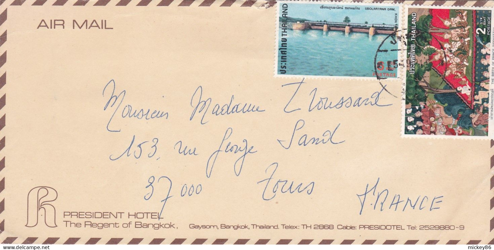 Thailande  --  Lot De 3 Lettres Destinées à TOURS-37 (France) ..composition De Timbres...cachets - Thailand