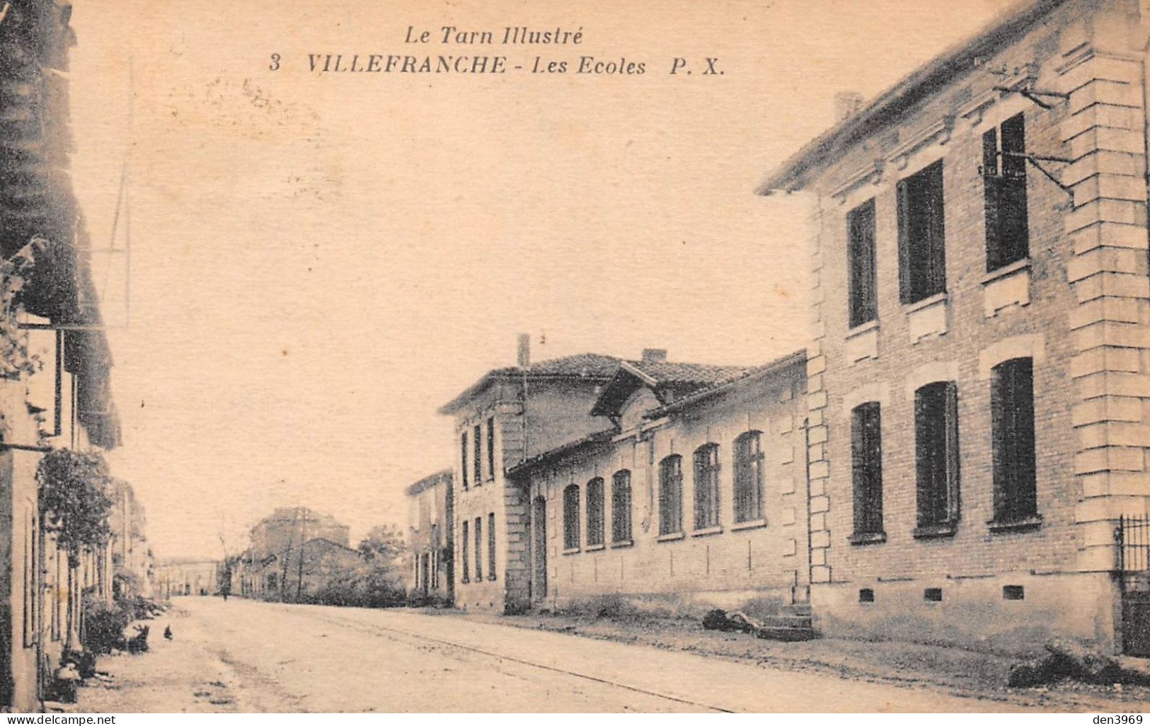 VILLEFRANCHE-d'Albigeois (Tarn)  - Les Ecoles - Voyagé 1939 (2 Scans) Perbellini, 5 Rue Langlé à Monaco - Villefranche D'Albigeois