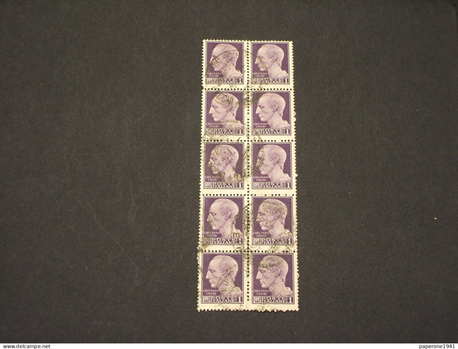 LUOGOTENENZA -1945/6 CESARE L.1, Blocco Di 10 - TIMBRATO/USED - Gebraucht