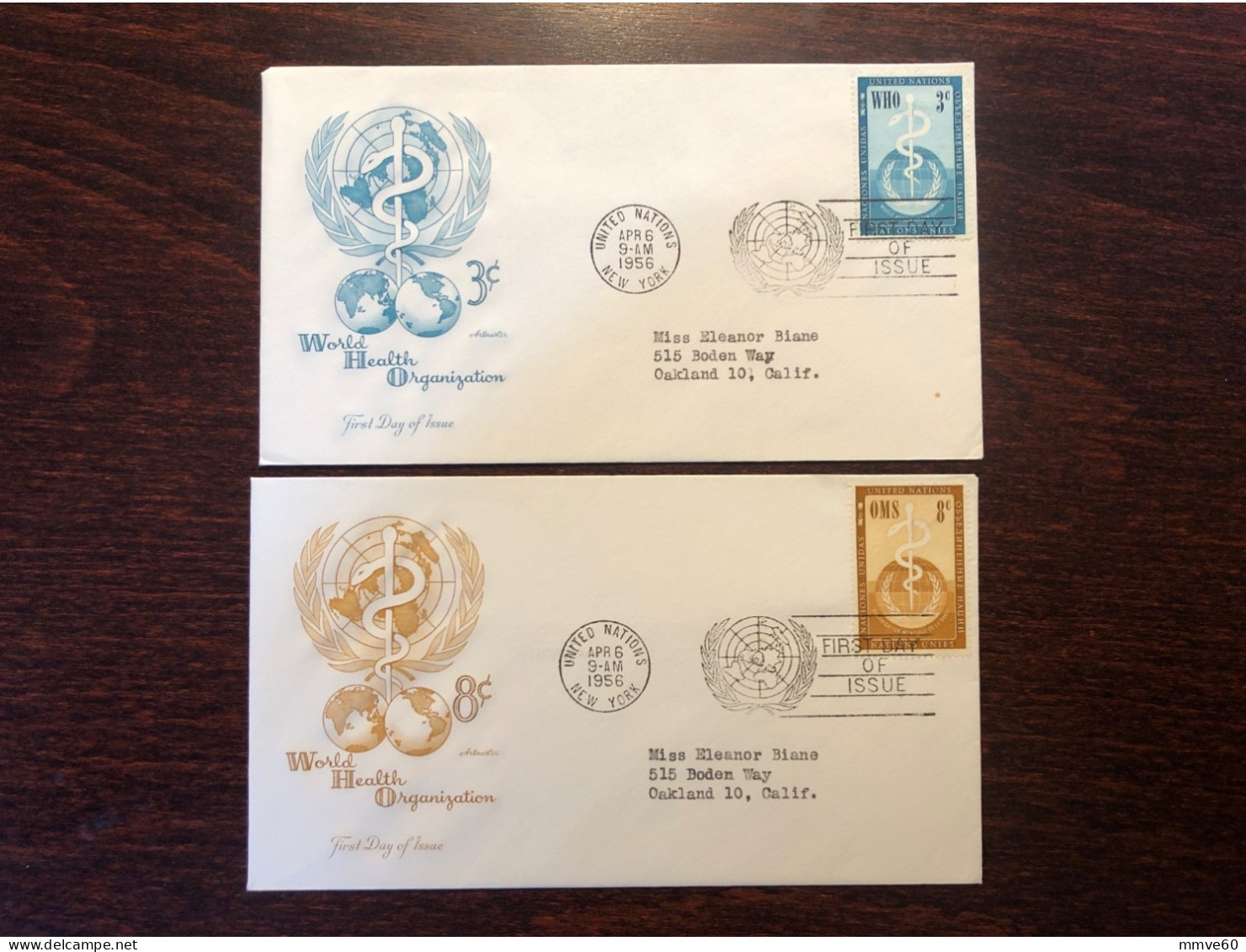 UNITED NATIONS UN UNO FDC 1956 YEAR WHO HEALTH MEDICINE - Lettres & Documents