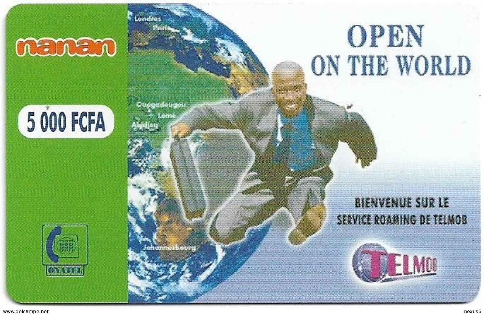 Burkina Faso - Onatel - Telmob-Nanan - Open On The World, GSM Refill 5.000CFA, Used - Burkina Faso