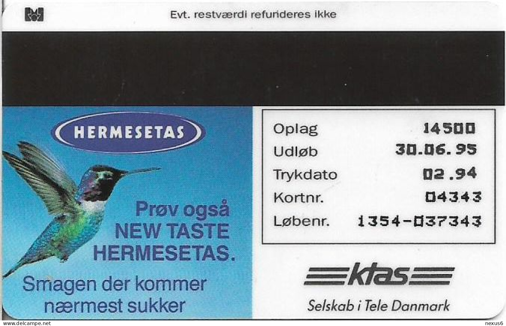 Denmark - KTAS - Hermesetas - TDKP063A (Cn. 1354) - 02.1994, 5kr, 14.500ex, Used - Danemark