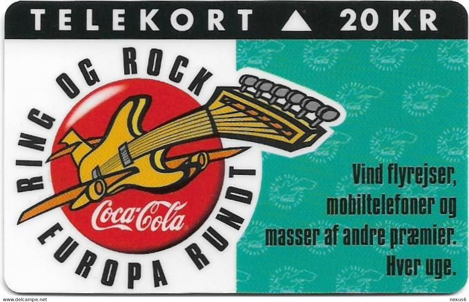 Denmark - KTAS - Coca Cola Ring Or Rock - TDKP096B - 09.1994, 3.000ex, 20kr, Used - Dänemark
