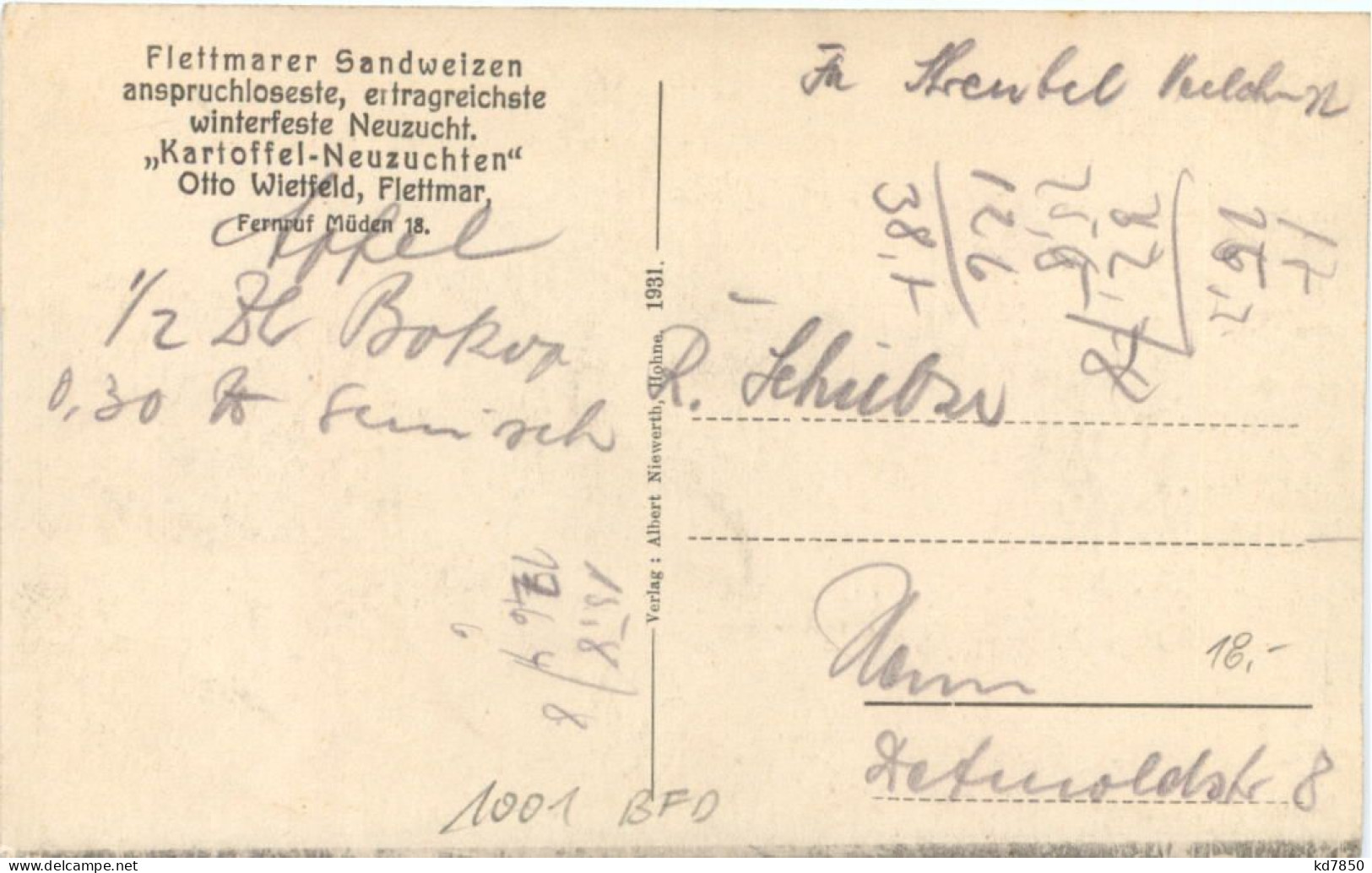 Flettmar - Flettmarer Sandweizen 1931 - Müden Aller - Gifhorn