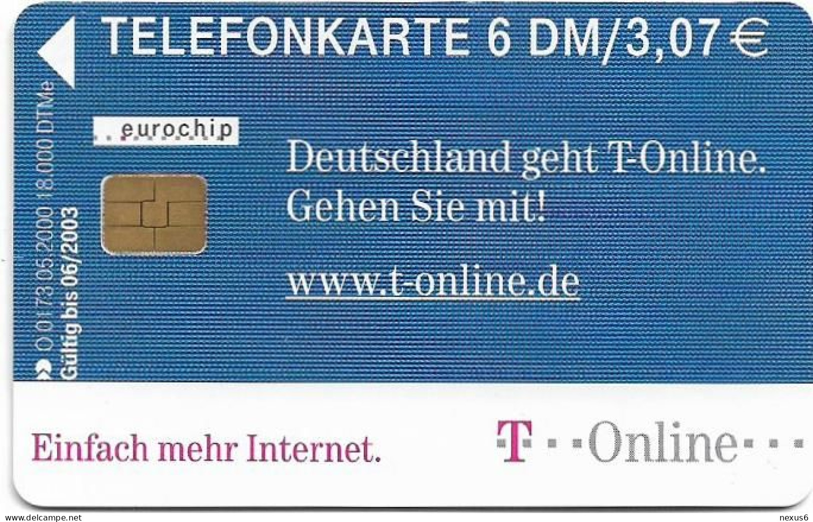 Germany - T-Online – Einfach Mehr Internet - O 0173 - 05.2000, 6DM, 18.000ex, Mint - O-Series: Kundenserie Vom Sammlerservice Ausgeschlossen