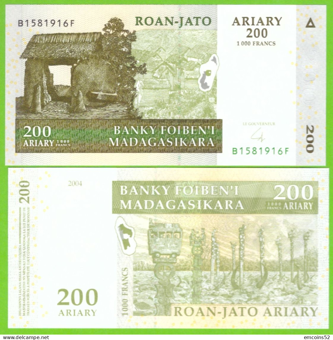 MADAGASCAR 200 ARIARY 2004 P-87b  UNC - Madagascar