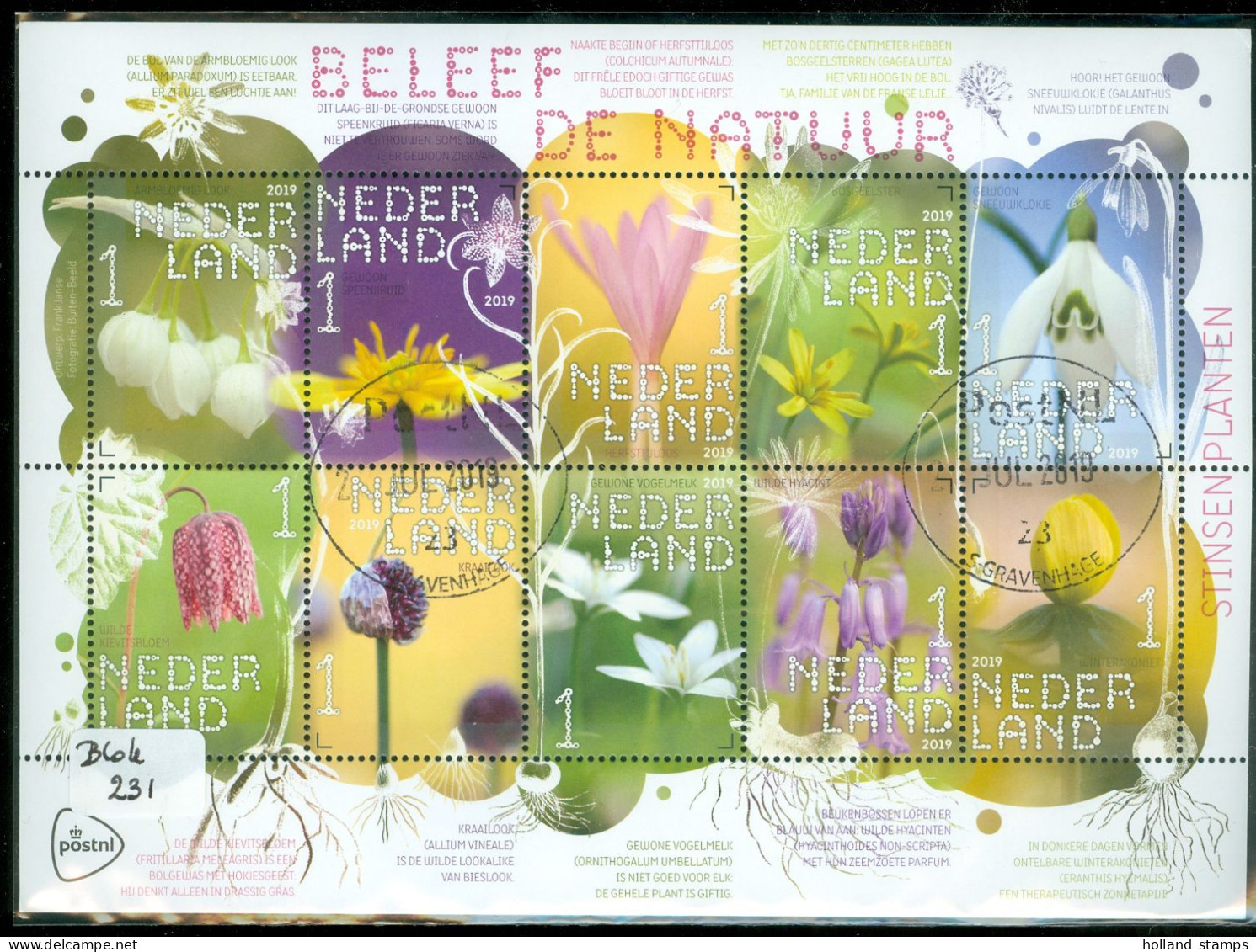 NEDERLAND * 2019 * V 3726 - 3735 * BELEEF DE NATUUR * STINSEN PLANTEN * BLOK * BLOCK * POSTFRIS GESTEMPELD * C.W. 20,00 - Gebraucht