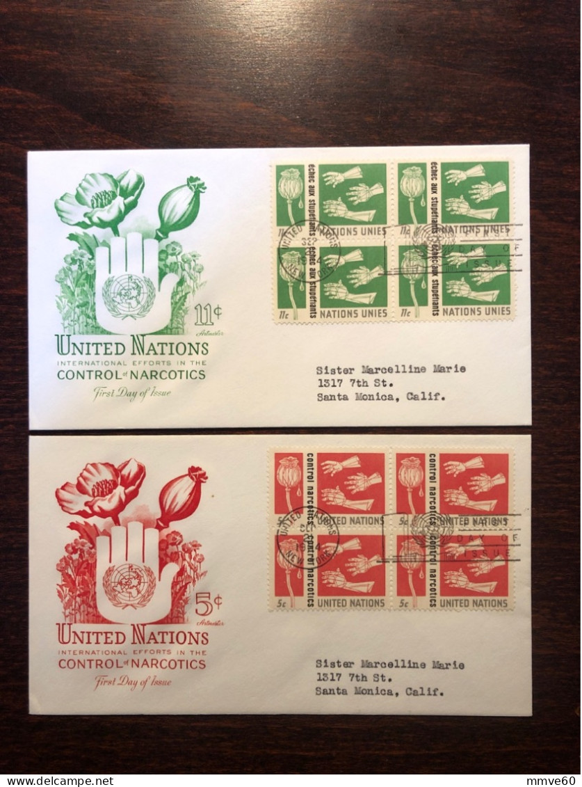 UNITED NATIONS UN UNO FDC 1964 YEAR NARCOTICS DRUGS HEALTH MEDICINE - Lettres & Documents