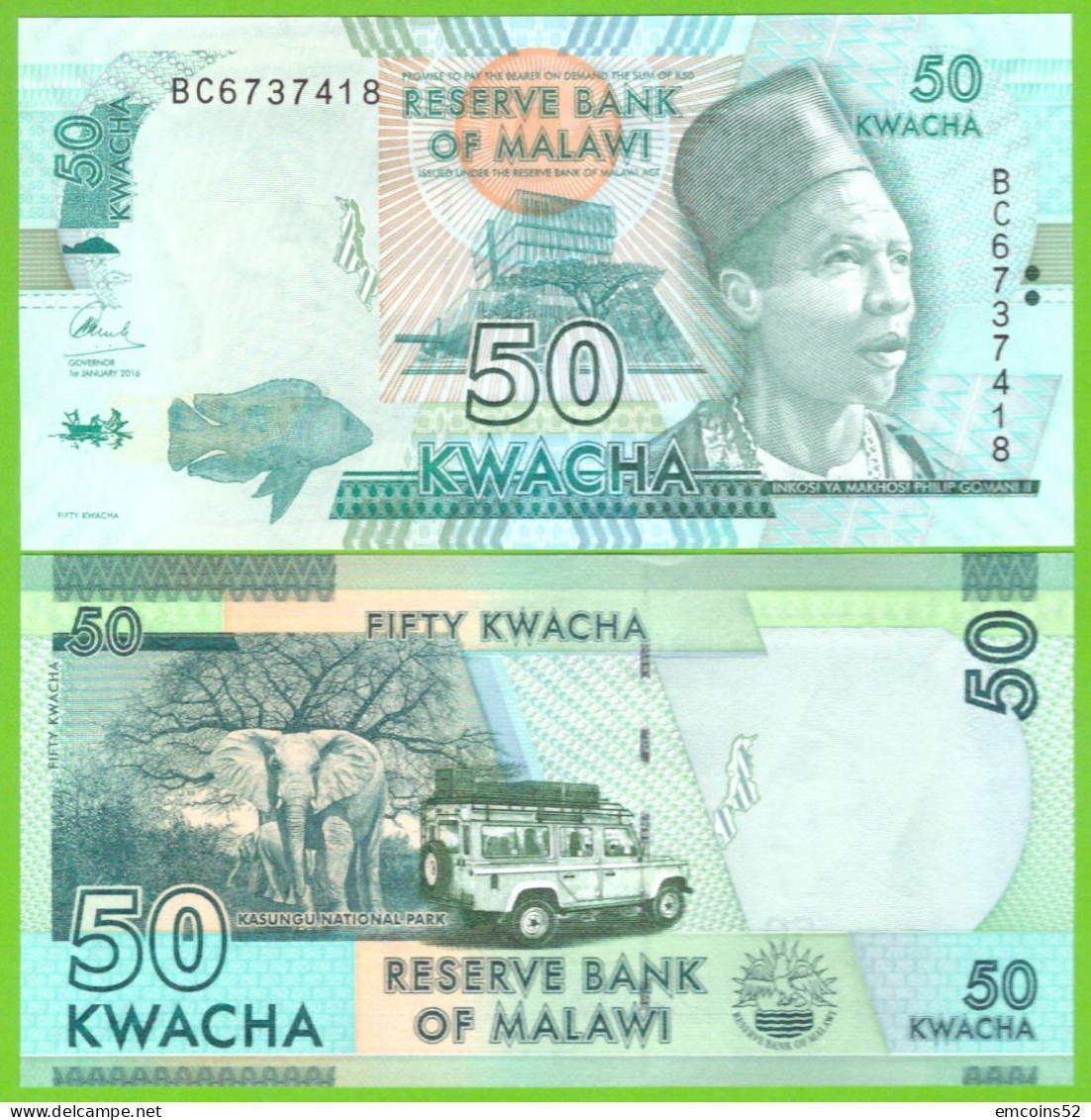 MALAWI 50 KWACHA 2016 P-64c UNC - Malawi