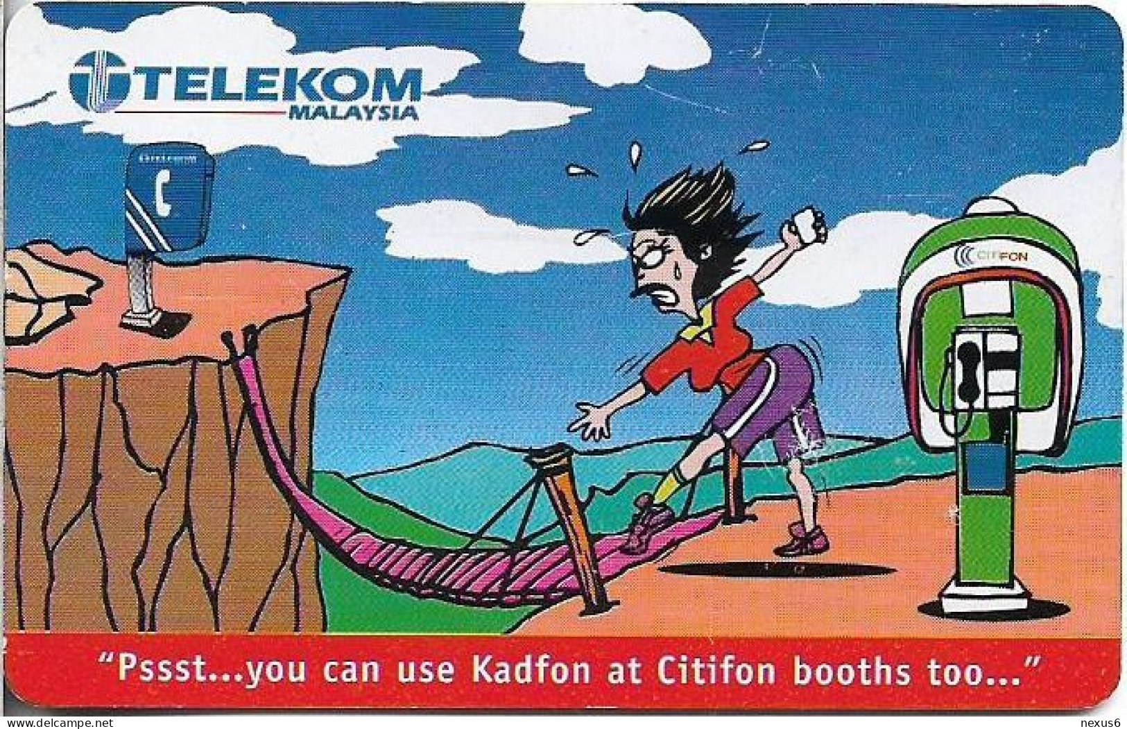 Malaysia - Kadfon (Chip) - Pssst….you Can Use Kadfon At Citifon Booths, Cartoon #1, Chip ODS4, 10RM, Used - Malaysia