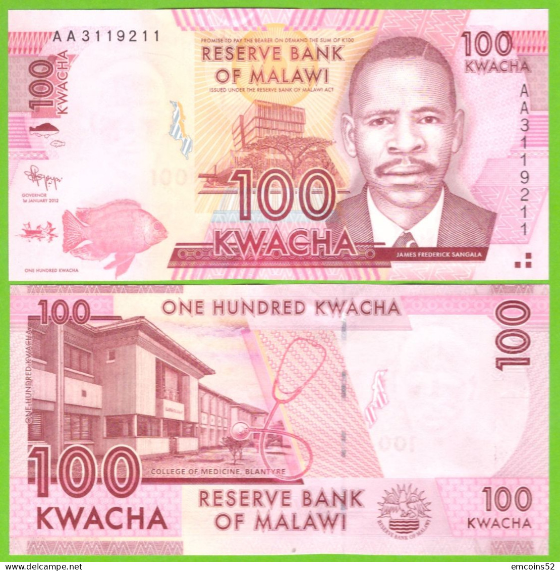 MALAWI 100 KWACHA 2012 P-59a UNC - Malawi