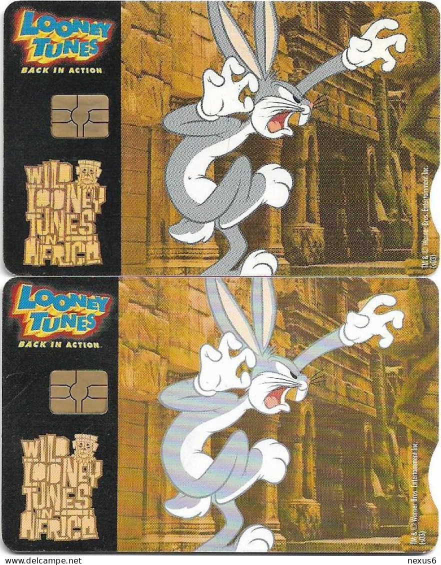 S. Africa - Telkom - Looney Tunes Bugs Bunny, 2 Cards (Different CN's Big & Small), Gem5 Red, 2003, 20R, Both Used - Afrique Du Sud