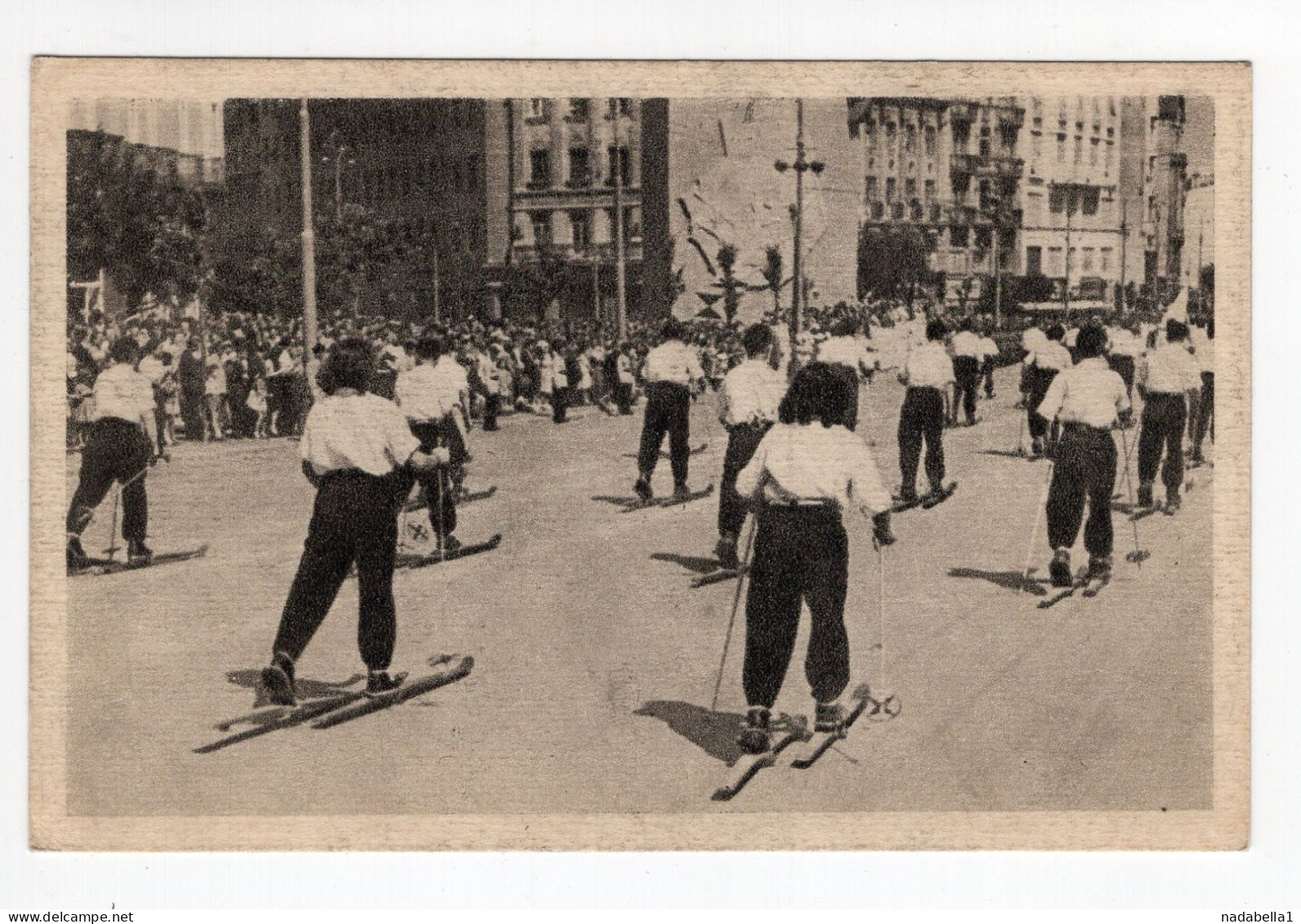 1947. YUGOSLAVIA,SERBIA,BELGRADE,SPORT TEACHES MEETING,SKIING DEMONSTRATION,POSTCARD,MINT - Jugoslawien