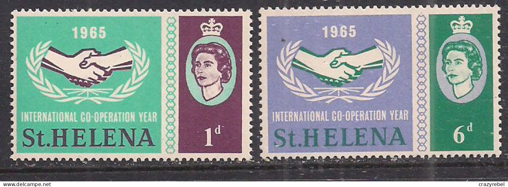 St Helena 1965 QE2 Set International Co-op Year MNH SG 199-200 ( D1104 ) - Saint Helena Island