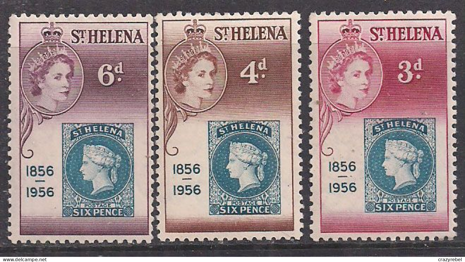 St Helena 1956 QE2 Set Stamp Centenary MNH SG 166-168 ( B358 ) - Saint Helena Island