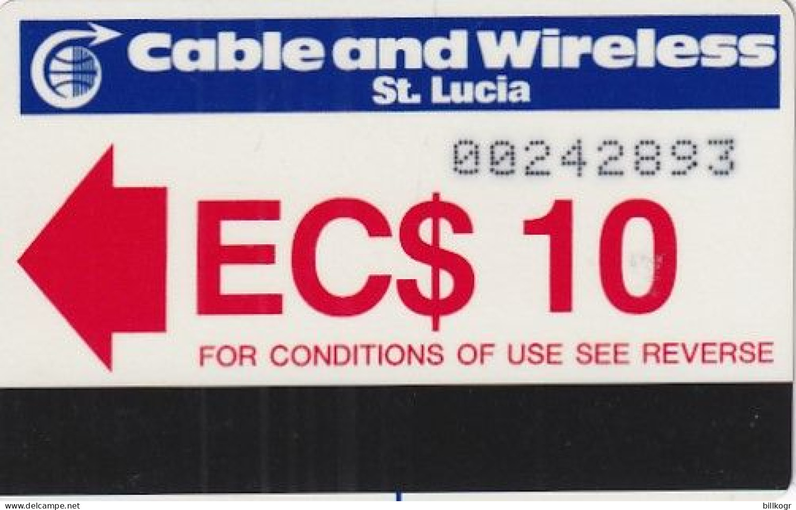 ST.LUCIA ISL.(Autelca) - Red Arrow, First Issue EC$ 10(with I)-(large Writing-4mm), Tirage %50000, Used - St. Lucia