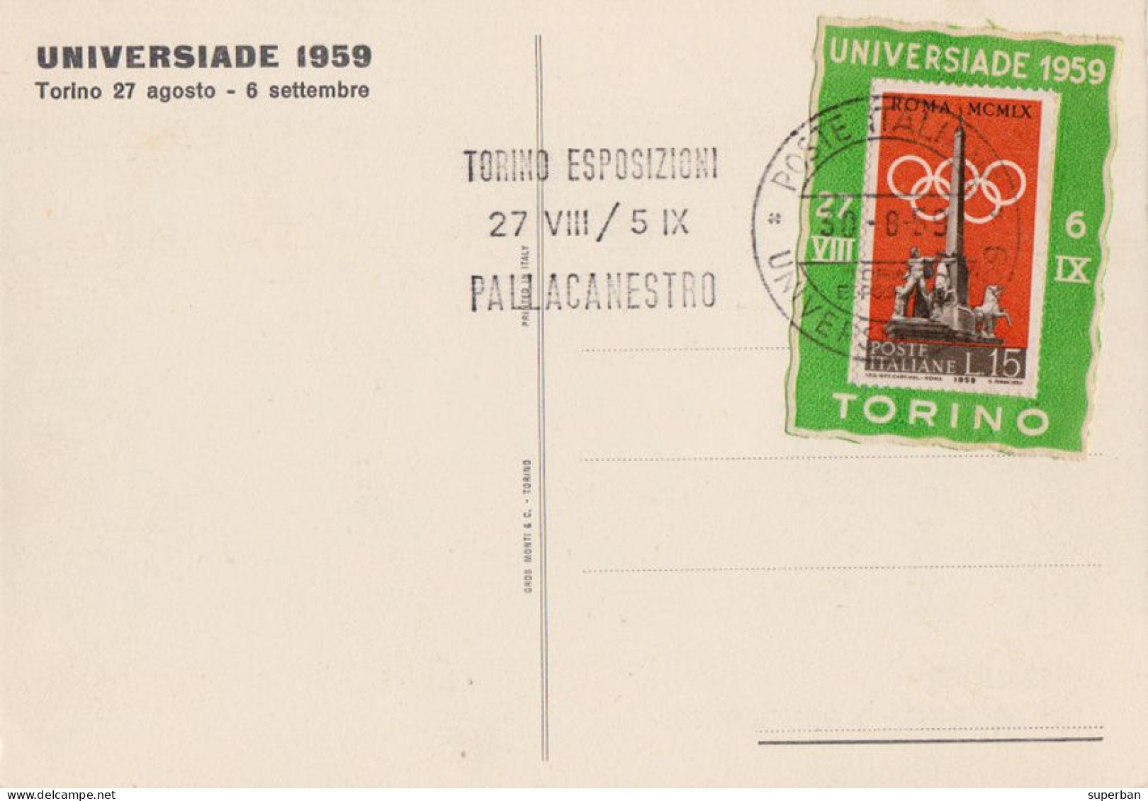 UNIVERSIADE 1959  : TORINO - ITALIA / WORLD GAMES OF UNIVERSITY SPORT : PALLACANESTRO / BASKET-BALL (an005) - Basketbal