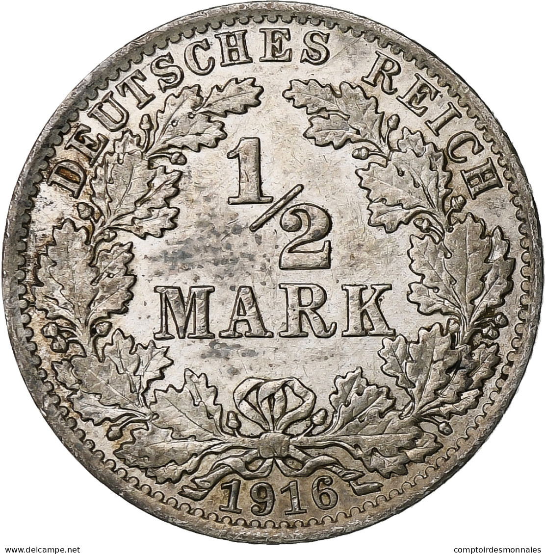 Empire Allemand, 1/2 Mark, 1916, Berlin, Argent, SUP+, KM:17 - 1/2 Mark