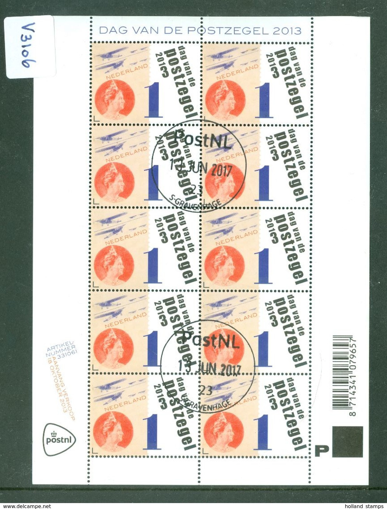 NEDERLAND * NVPH V.3106 * BLOK * NETHERLANDS * POSTFRIS GESTEMPELD * CAT.W. 20.00 - Used Stamps
