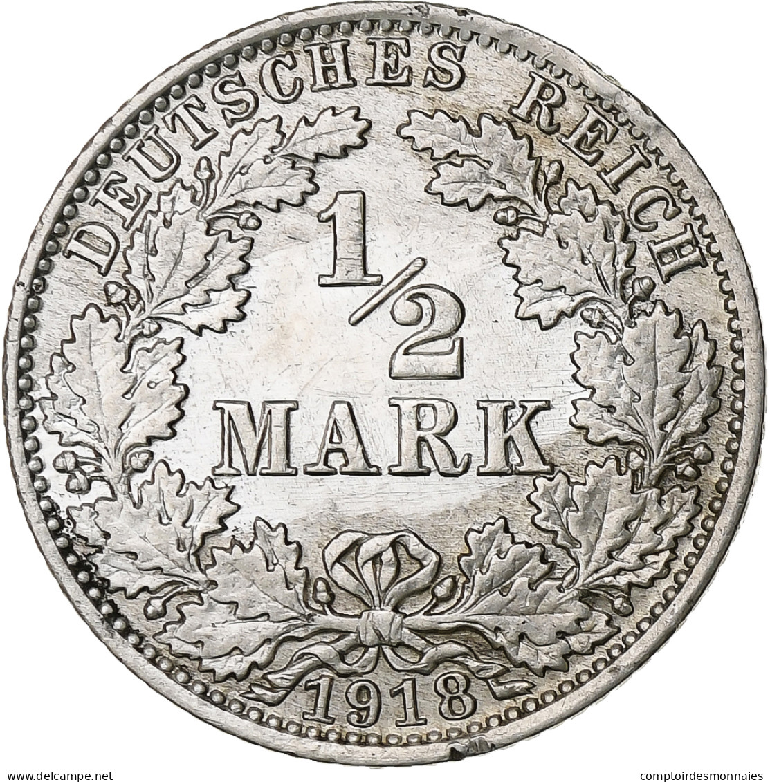 Monnaie, GERMANY - EMPIRE, 1/2 Mark, 1918, Berlin, SPL, Argent, KM:17 - 1/2 Mark