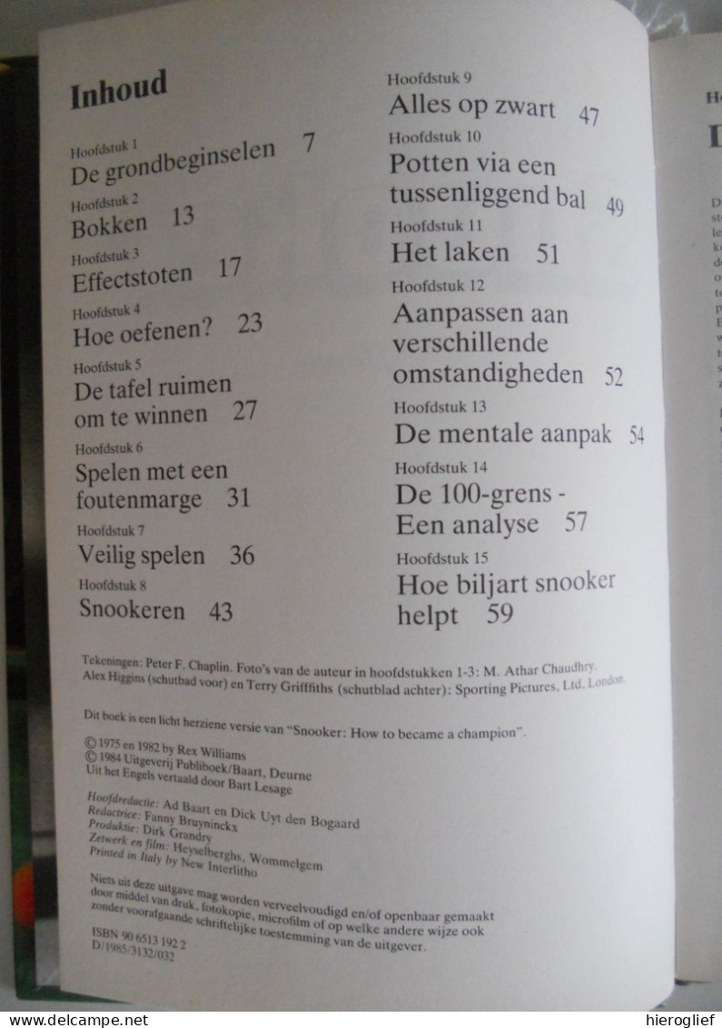 SNOOKER Door Rex Williams Bokken Effectstoten Snookeren Potten Laken Tafel Oefenen Biljart 100-grens - Sachbücher