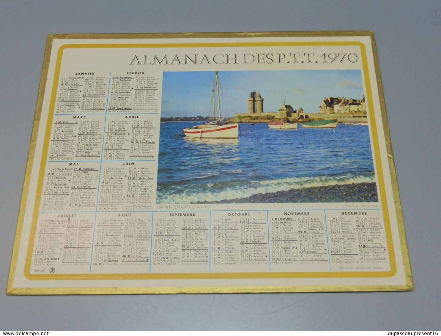 -ANCIEN CALENDRIER ALMANACH PTT  1970 39 LONS LE SAULNIER DOLE COLLECTION    E