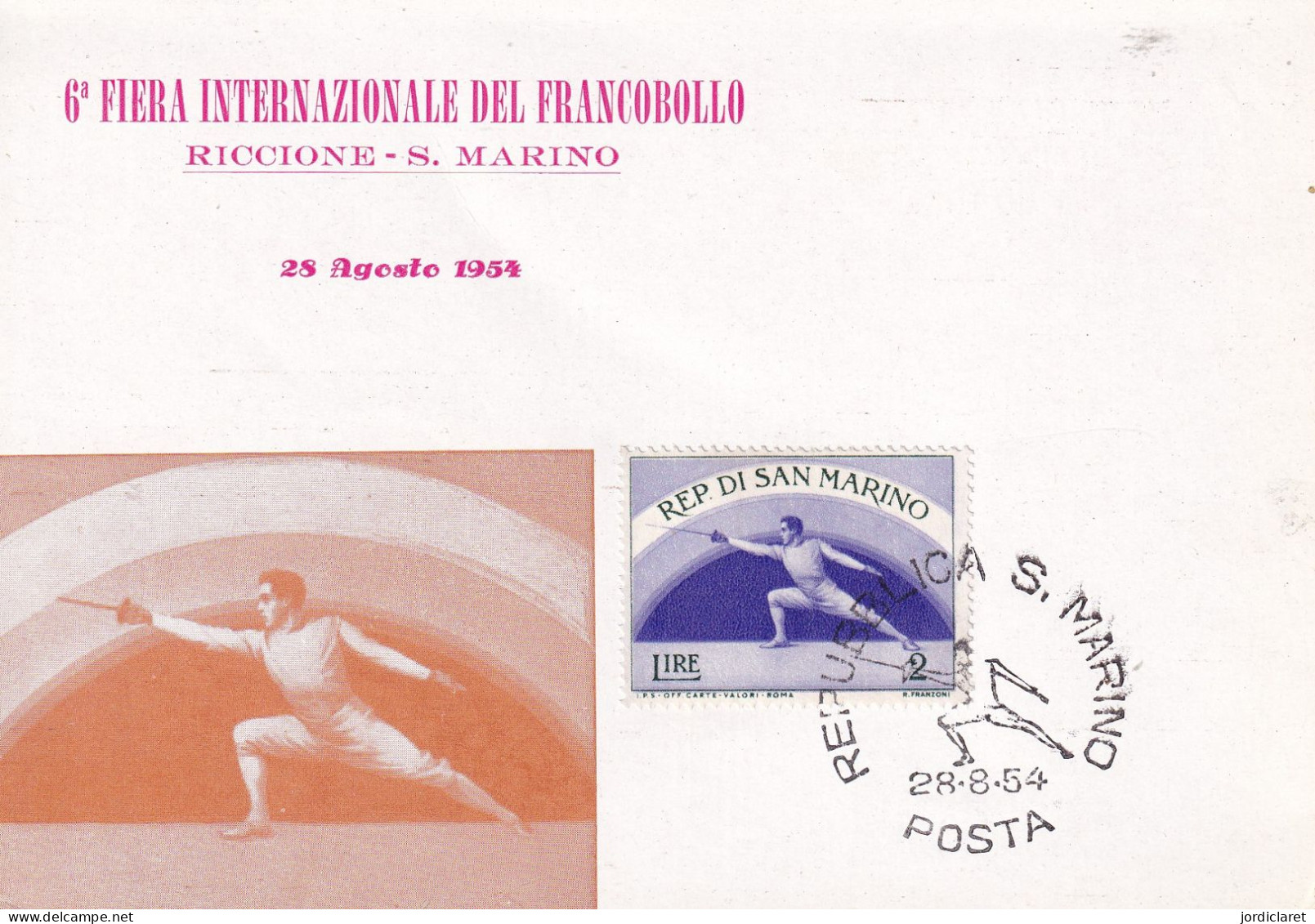 POSTMARKET  SAN MARINO 1954 - Scherma