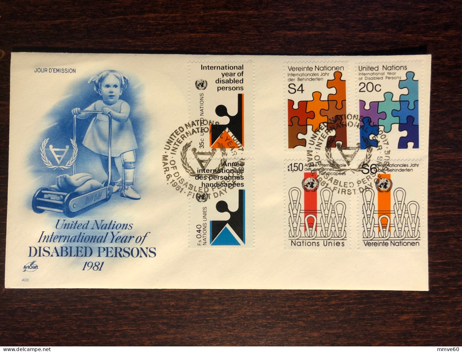 UNITED NATIONS UN UNO NY GENEVA VIENNA FDC 1981 YEAR DISABLED PEOPLE HEALTH MEDICINE - Brieven En Documenten