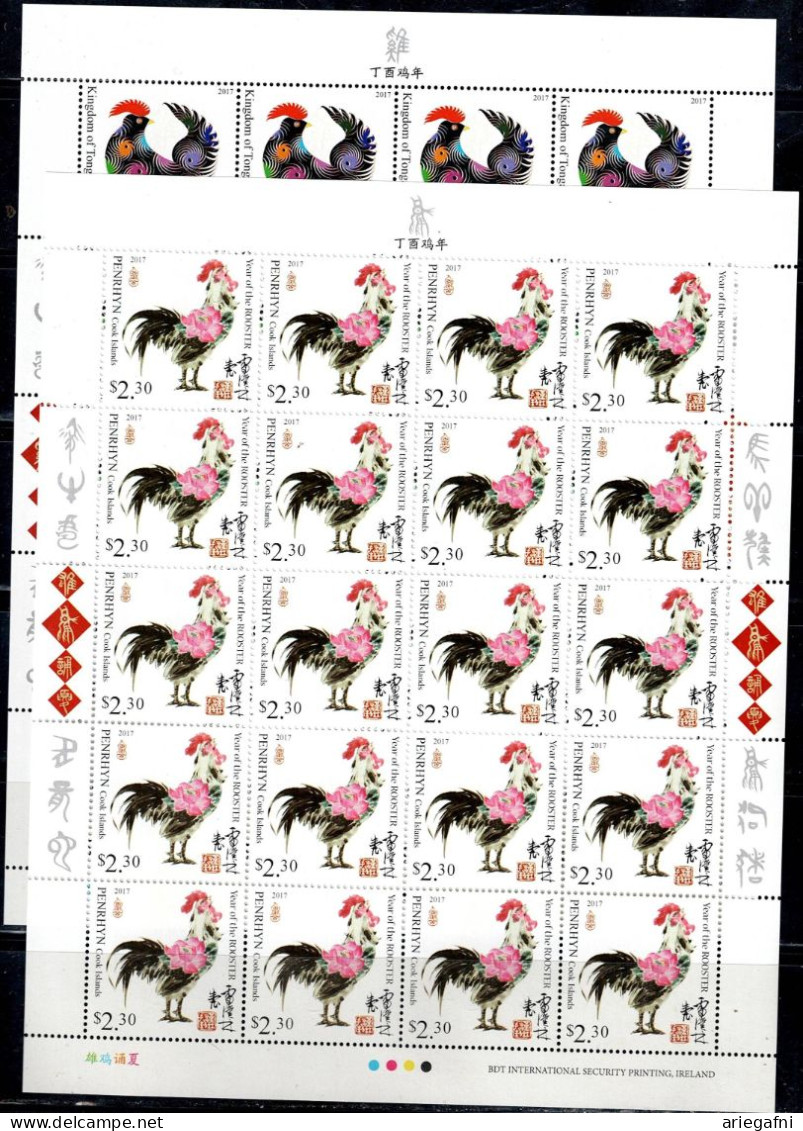 TONGA  2017 CHINESE NEW YEAR YEAR OF THE ROOSTER SET OF 2 FULL SHEET MI No 2114-5 MNH VF!! - Tonga (1970-...)