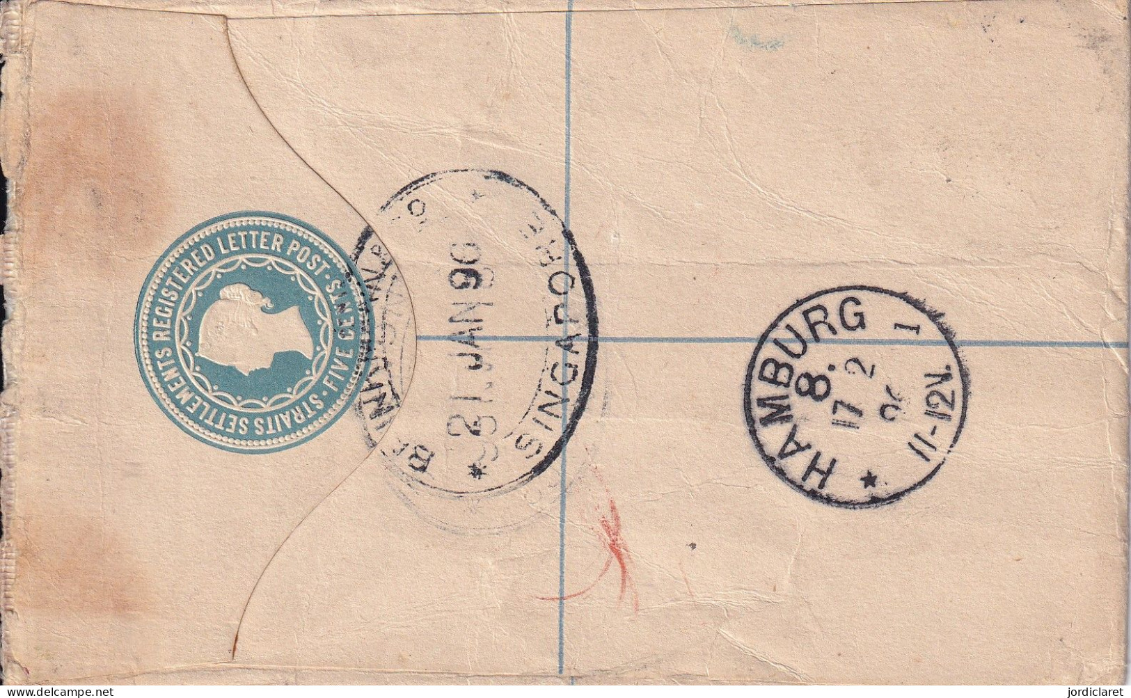 STATIONERY  1896   REGISTERED  A HAMBURG - Singapour (...-1959)