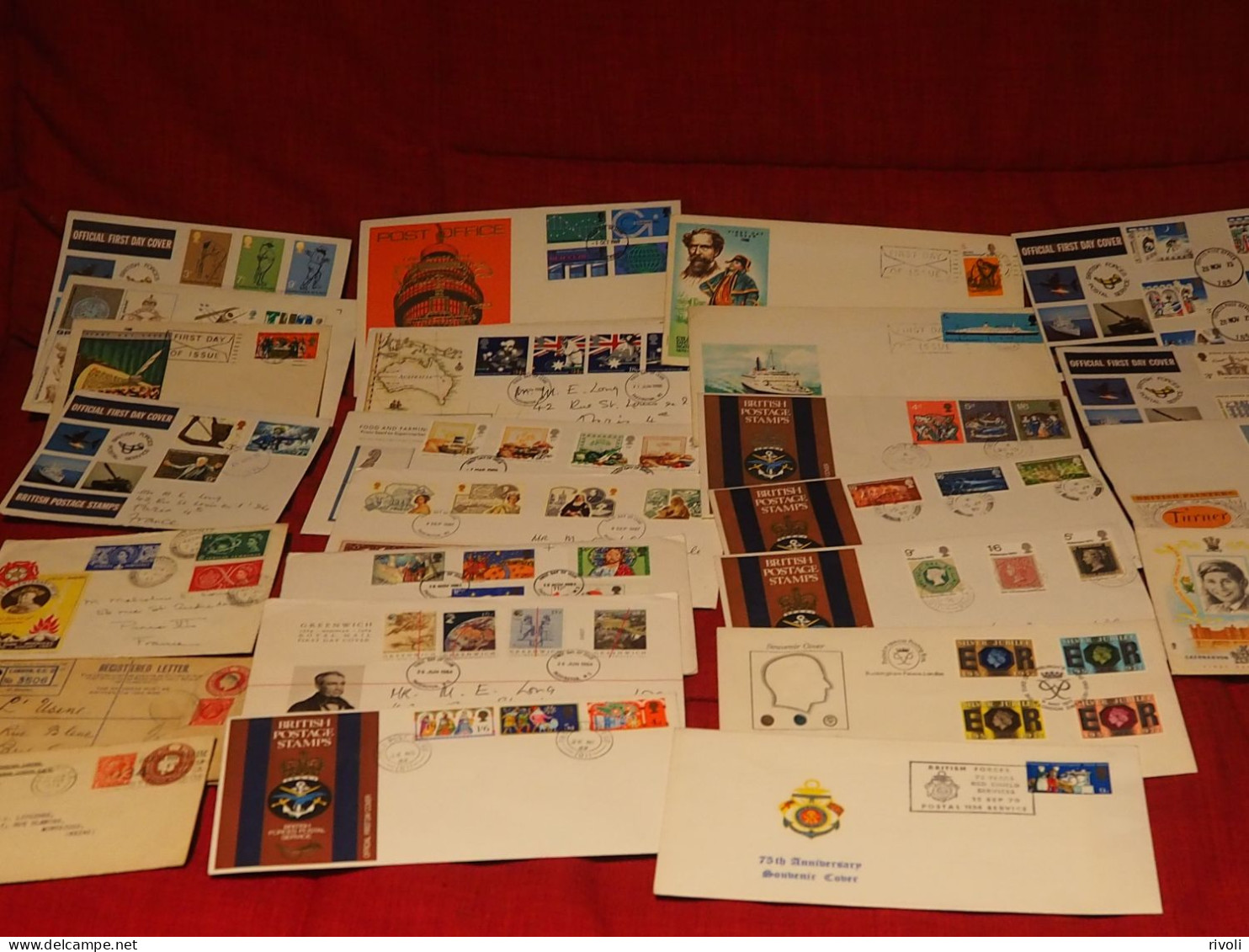 ROYAUME UNI - GB - LOT DE 47 Enveloppe FDC -AEROGRAMME - CARTE - 1952-1971 Em. Prédécimales