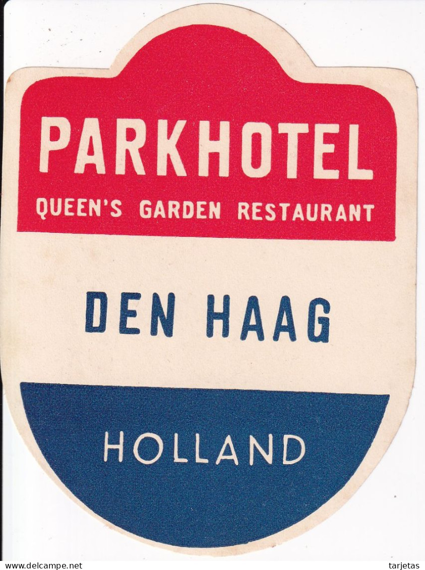 ANTIGUA ETIQUETA DEL HOTEL PARK DE HOLLAND (HOLANDA-PAISES BAJOS) - Etiquettes D'hotels