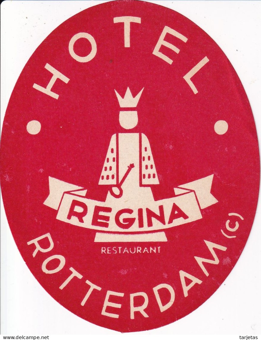 ANTIGUA ETIQUETA DEL HOTEL REGINA DE ROTTERDAM (HOLANDA-PAISES BAJOS) - Etiquettes D'hotels