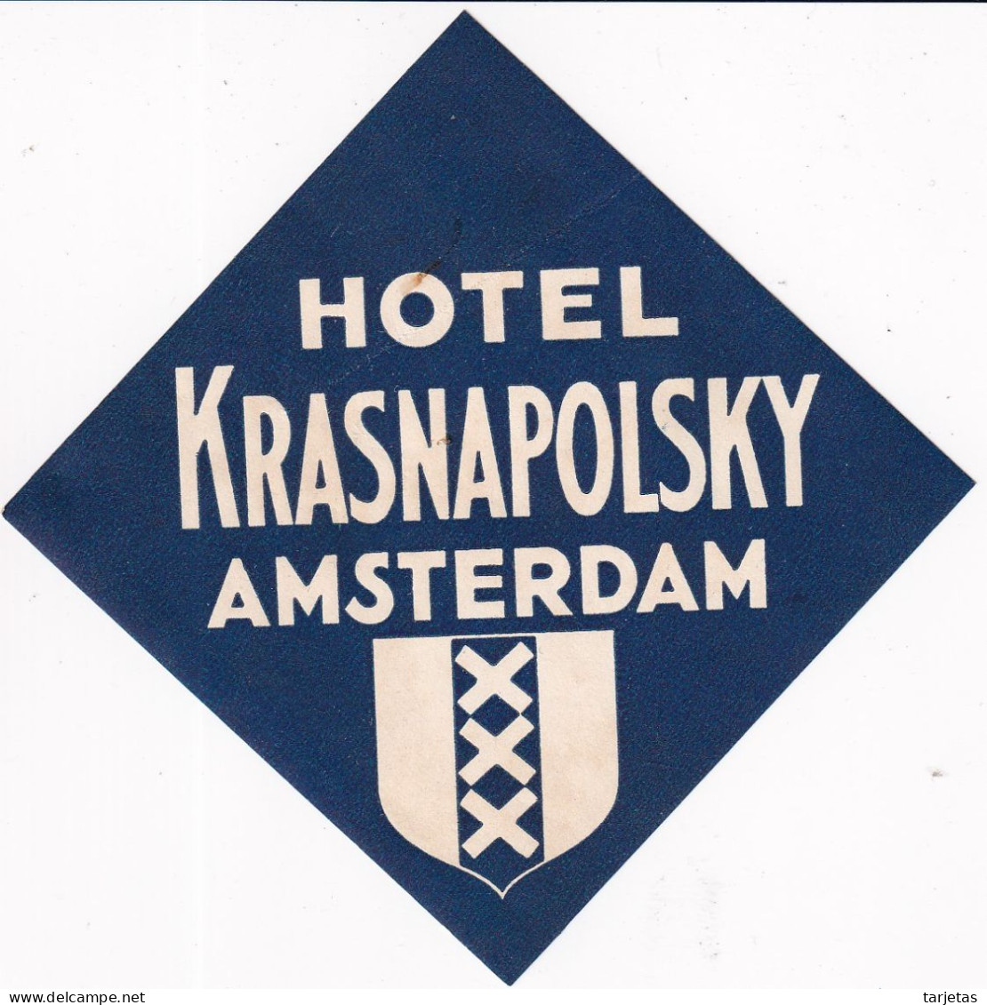 ANTIGUA ETIQUETA DEL HOTEL KRASNAPOLSKY DE AMSTERDAM (HOLANDA-PAISES BAJOS) - Etiquettes D'hotels