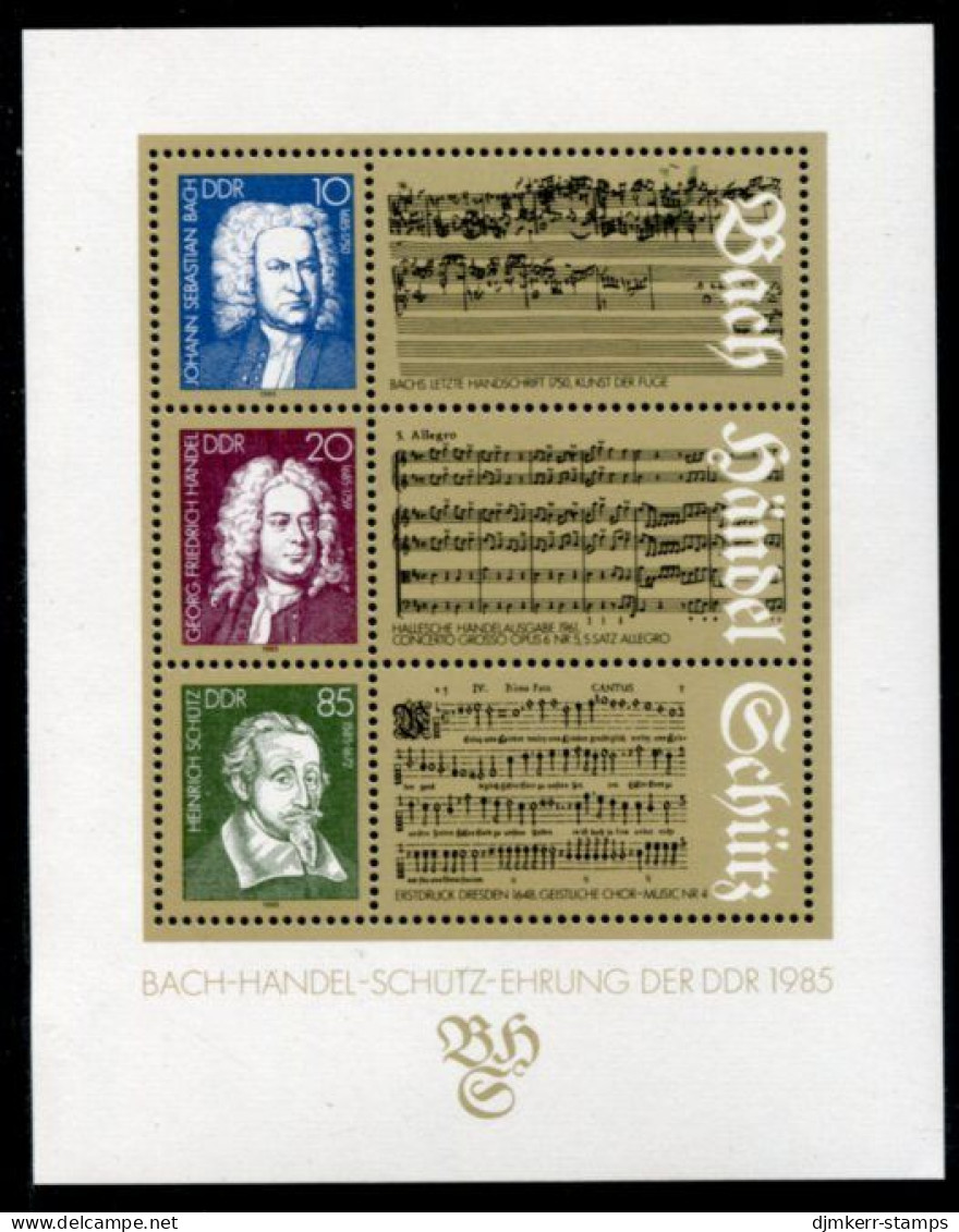 DDR 1985 Composers' Anniversaries Block MNH / **.  Michel Block 81 - Unused Stamps
