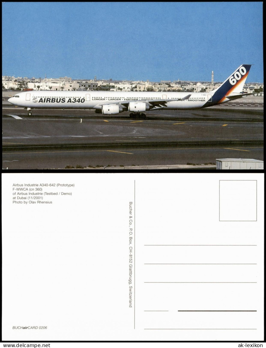 Postcard Dubai دبي Aibus Industrie A340-642 At Dubai 2001 - Ver. Arab. Emirate
