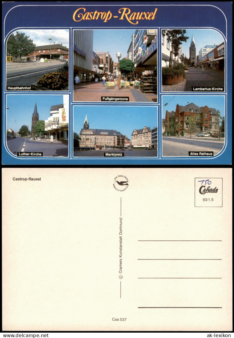 Castrop-Rauxel Mehrbild-AK U.a. Luther-Kirche Fußgängerzone Marktplatz  1993 - Castrop-Rauxel