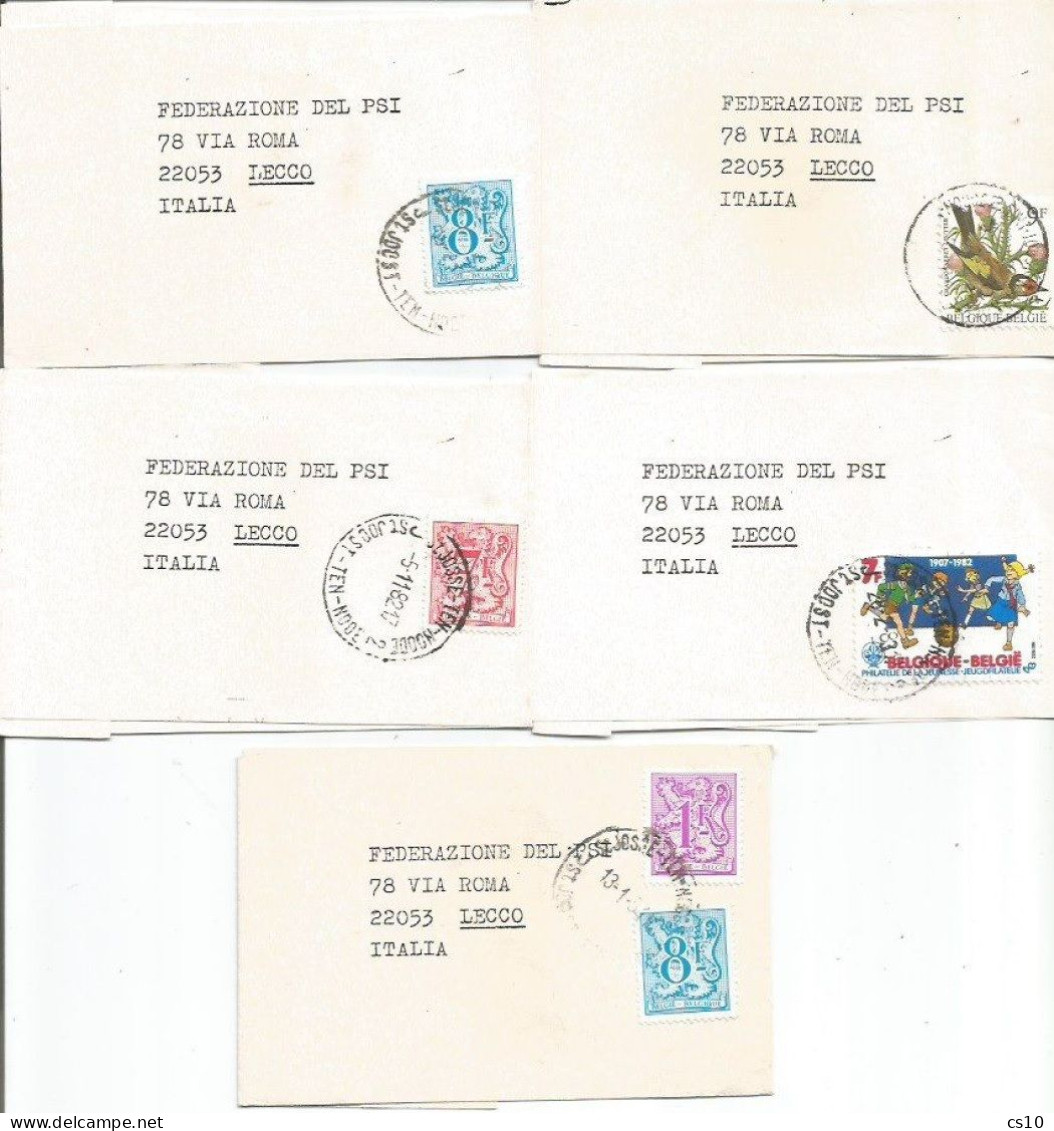 Belgique #8 Bande Journax Wrapper To Italy 1982/84 With 5 Different Frankings - NON PHILATELIC But POLITICAL SUBJECT - Dagbladzegels [JO]