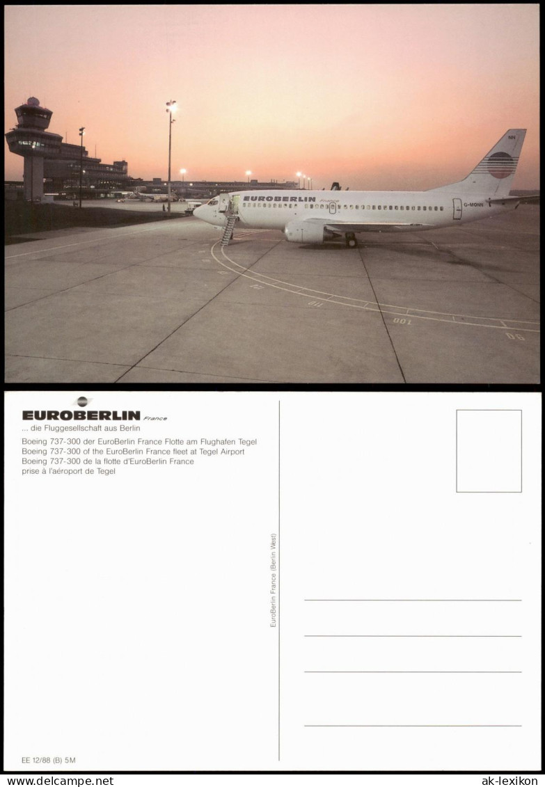 Ansichtskarte Tegel-Berlin EUROBERLIN Flughafen Flugzeuge - Airplane 1988 - Tegel
