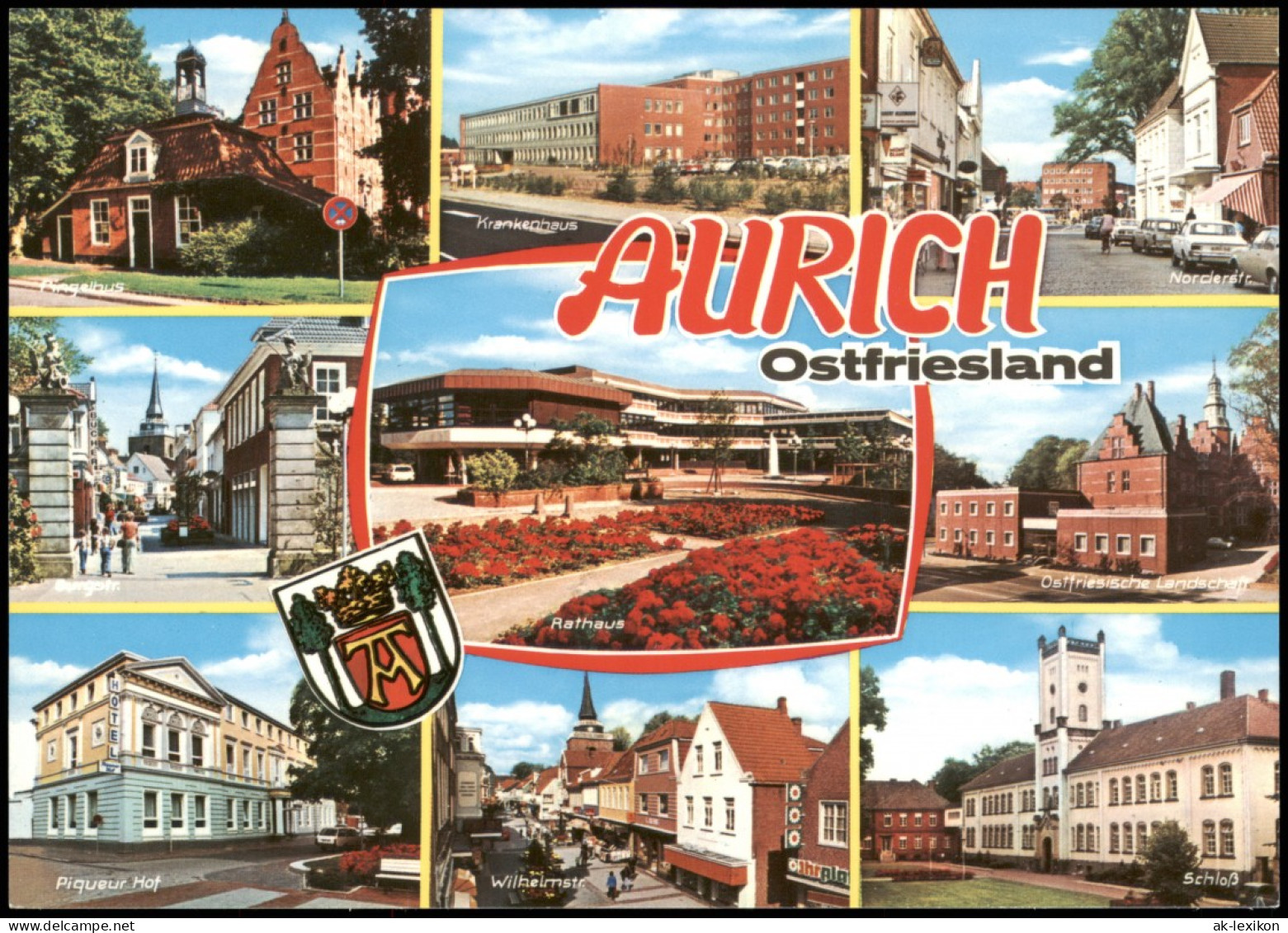 Aurich-Leer Ostfriesland  Rathaus, Wilhelmstrasse Krankenhaus, Nordertraße 1988 - Aurich