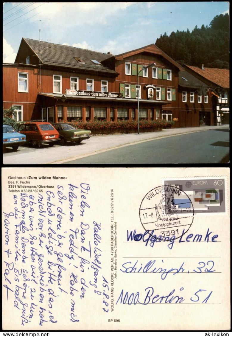 Wildemann (Innerstetal) Gasthaus Zum Wilden Manne Bes. F. Fuchs; Autos 1987 - Wildemann