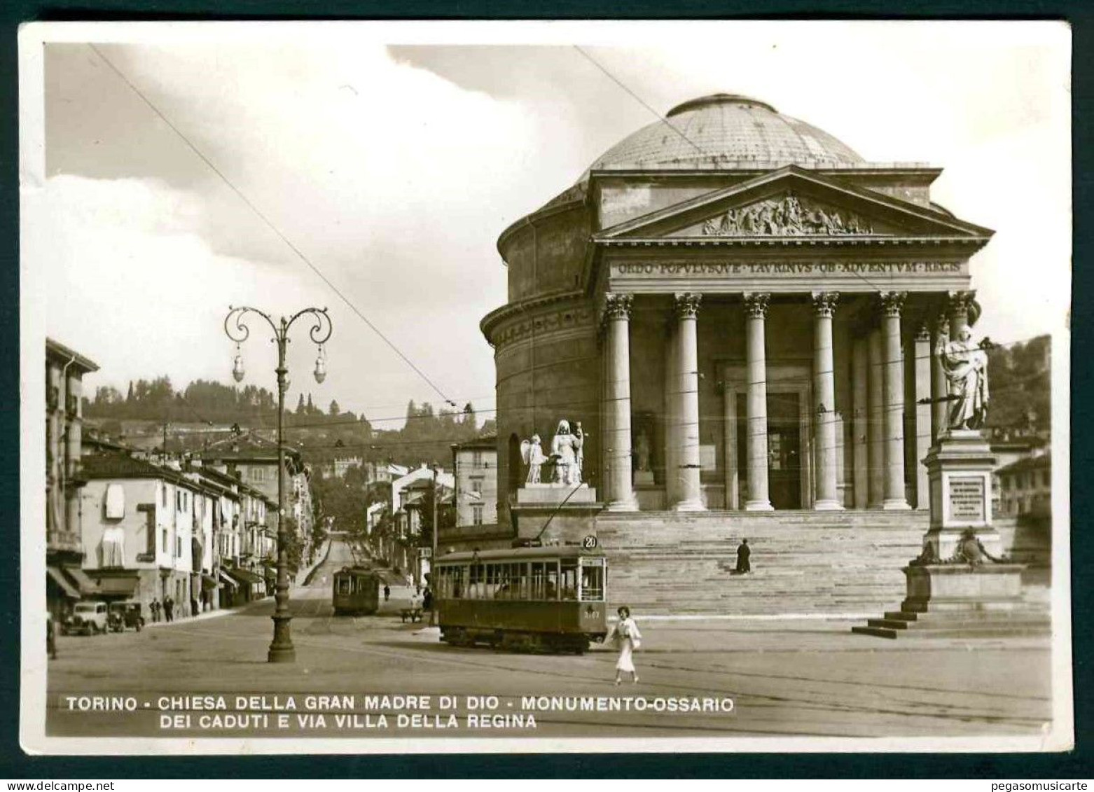 BB337 - TORINO CHIESA DELLA GRAN MADRE DI DIO - MONUMENTO OSSARIO DEI CADUTI E VIA VILLA DELLA REGINA TRAM ANIMATA 1937 - Kerken